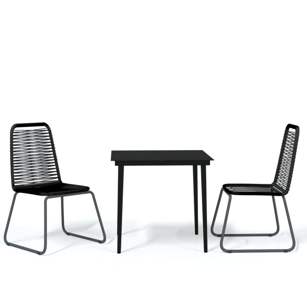 Ensemble à manger de jardin 3 pcs noir