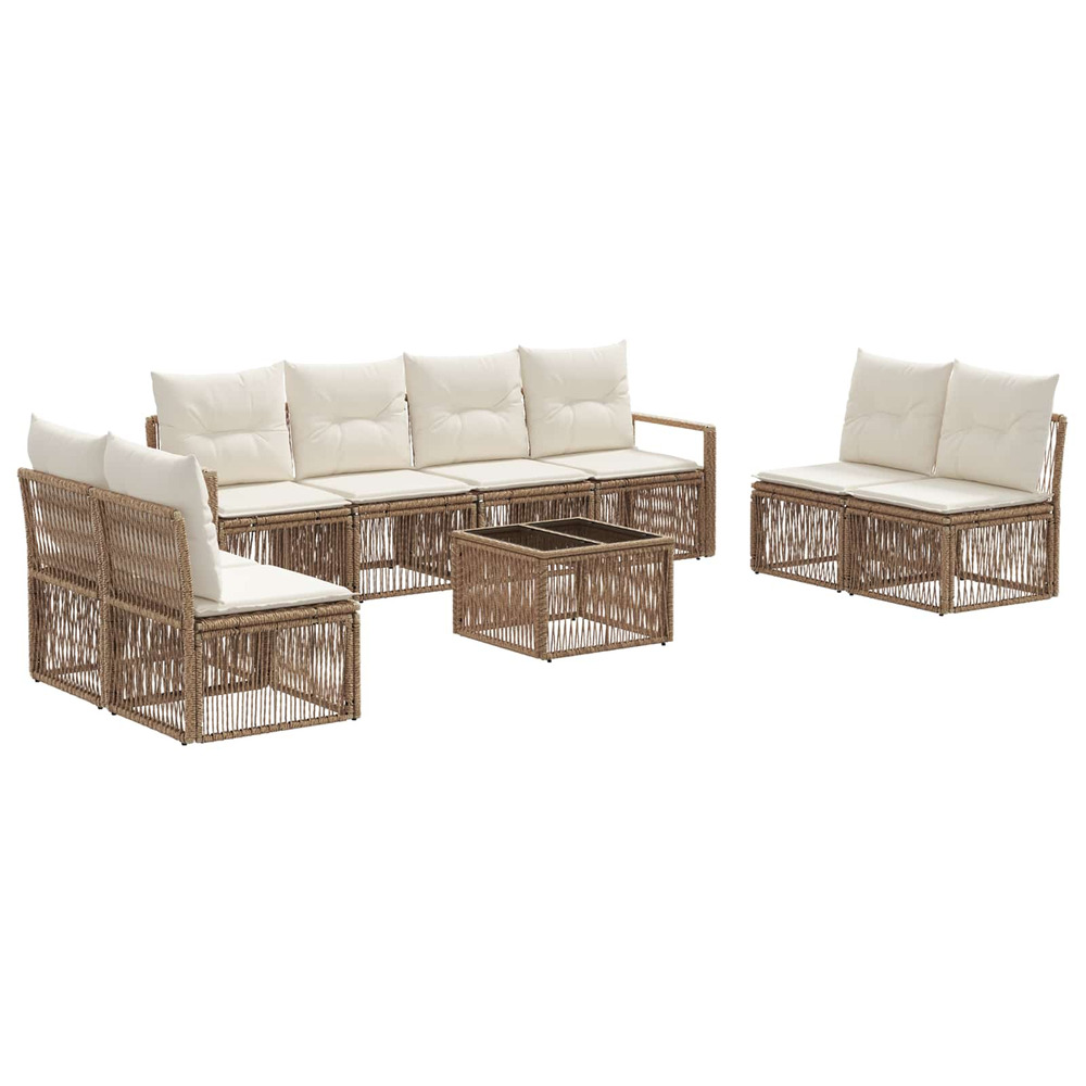 Ensemble de canapé de jardin 9 pcs beige polyrotin