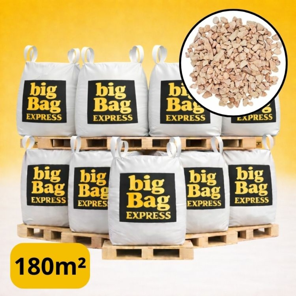 Pack 9 x big bag de +/- 1,5t ≃ 180m² gravier marbre rose ø 6/9 mm - livraison premium