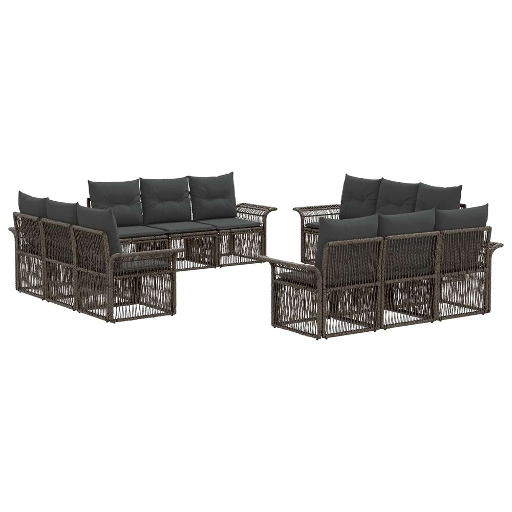 Ensemble de canapé de jardin 12 pc gris polyrotin