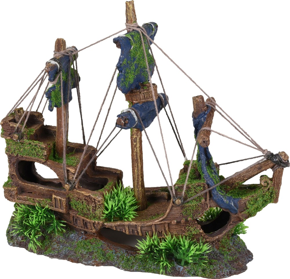 Décoration aquarium grande épave de navire cachettes poissons