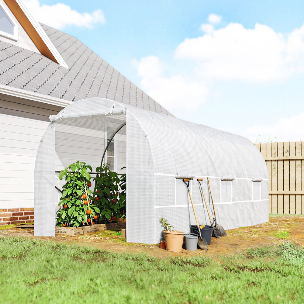 Serre tunnel de jardin en pe transparent et métal 4,45 x 2 x 2 m potager anti-uv - comfortxl outdoor living