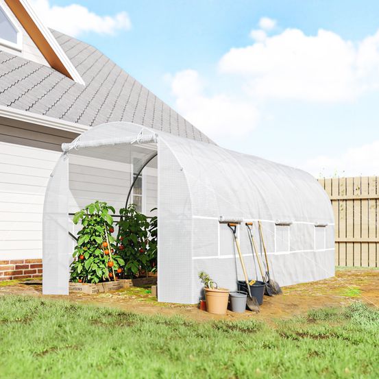 Serre tunnel de jardin en pe transparent et métal 4,45 x 2 x 2 m potager anti-uv - comfortxl outdoor living