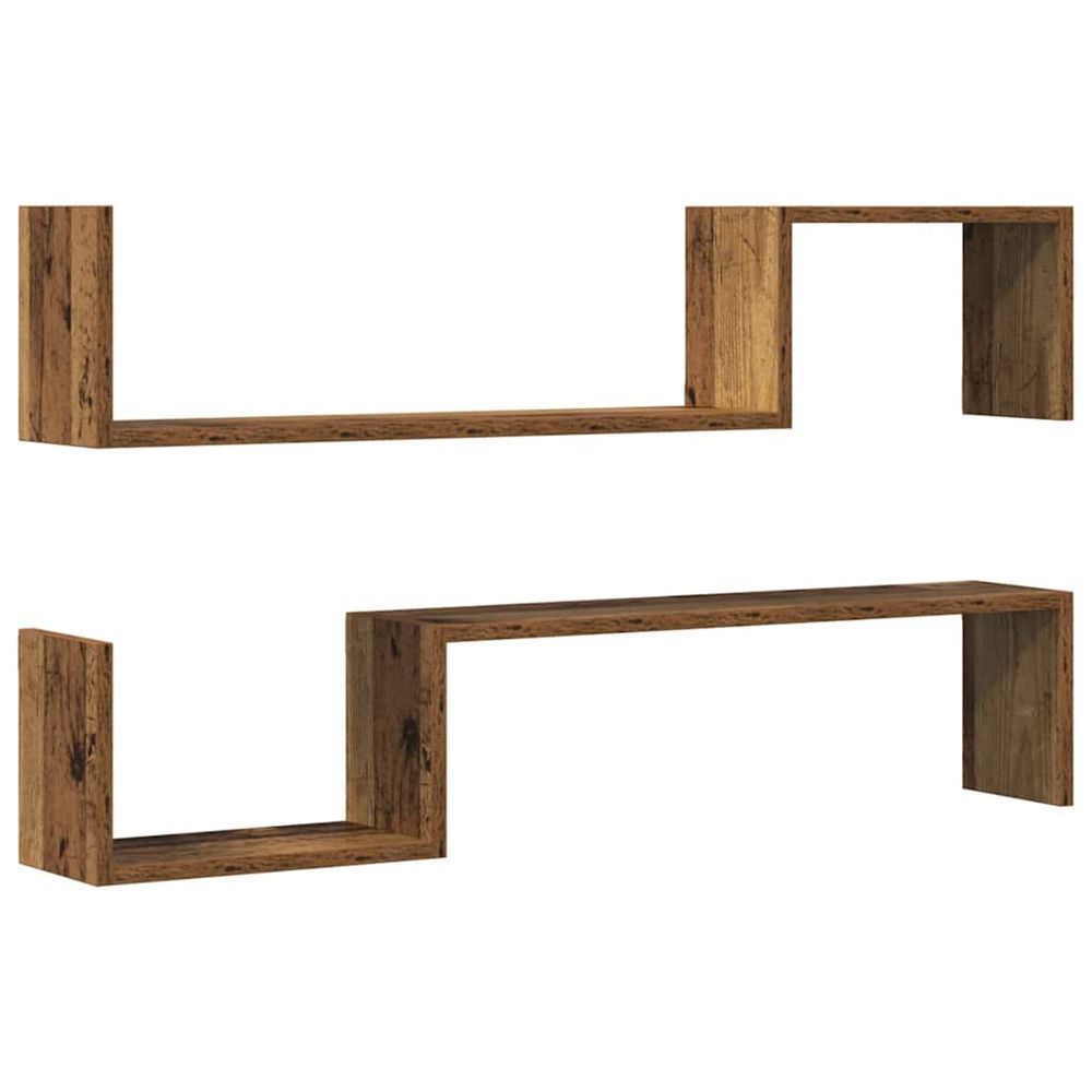 Étagères murales 2 pcs vieux bois 100x15x20cm bois d'ingénierie