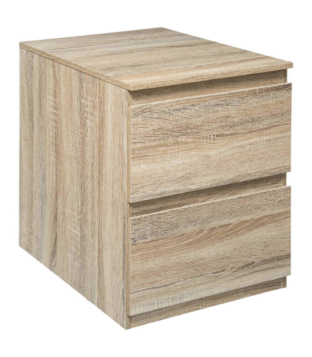 Meuble commode 2 tiroirs coloris bois naturel h 50 cm
