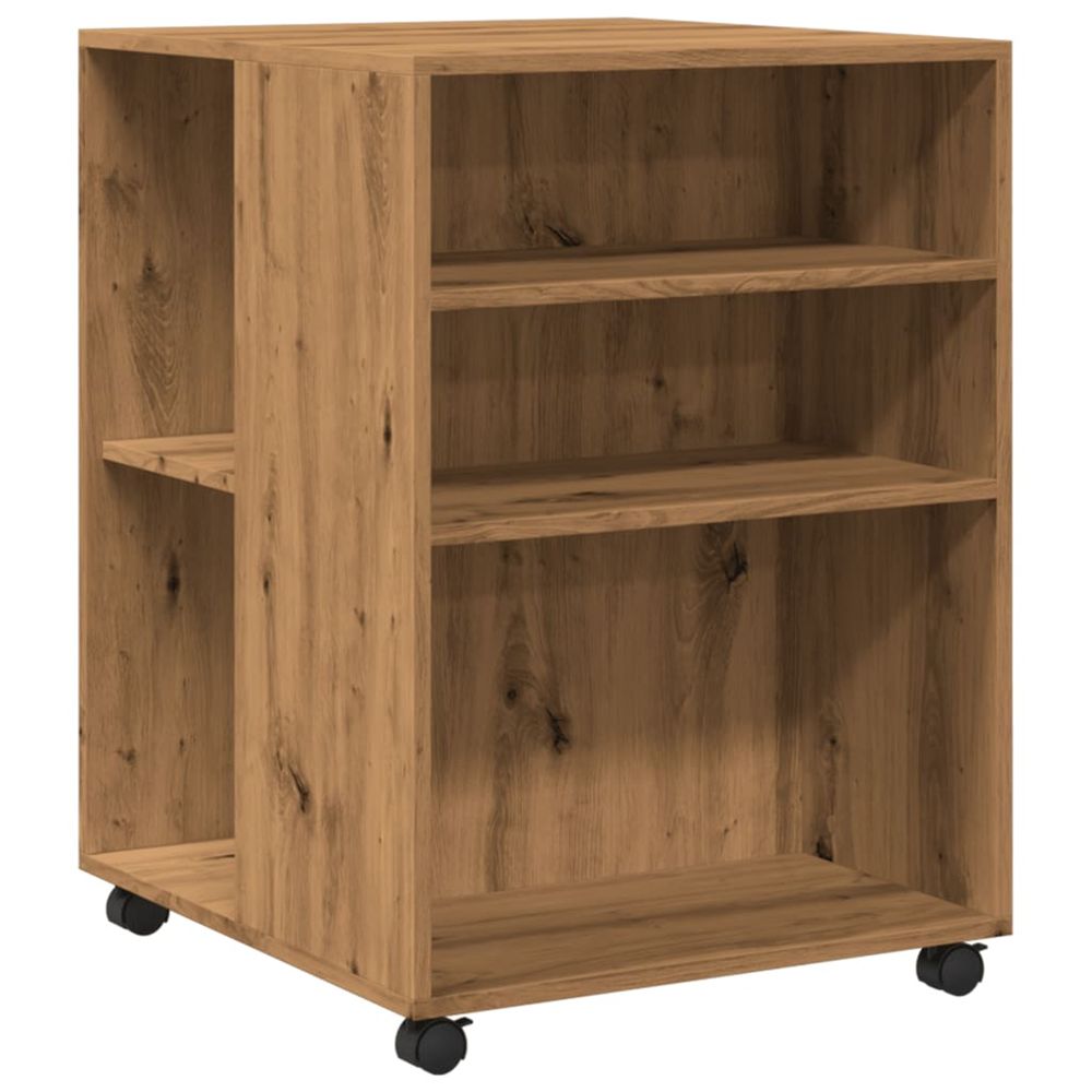 Table d'appoint avec roues chêne artisanal bois d'ingénierie
