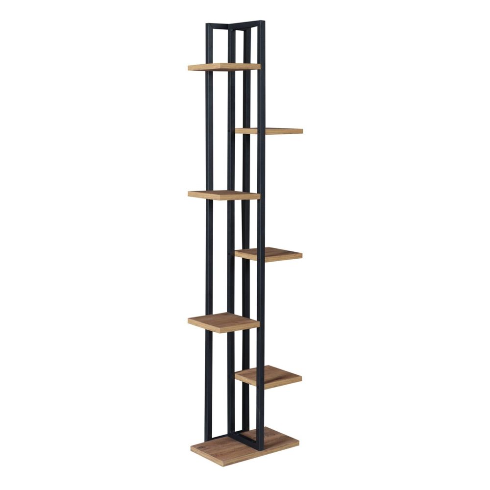 Support de plantes à 6 niveaux 150 x 34 x 21 cm effet noyer / noir
