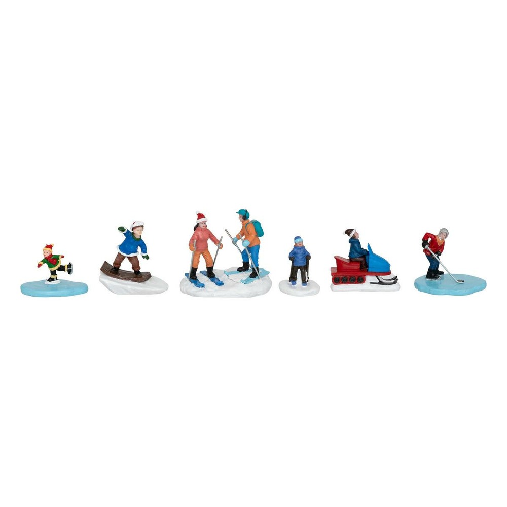 Lot de 6 santons pour village sport d'hiver