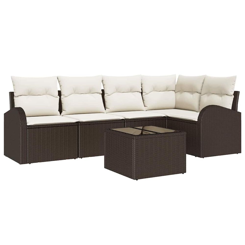 Ensemble de canapé de jardin 6 pc marron et blanc polyrotin
