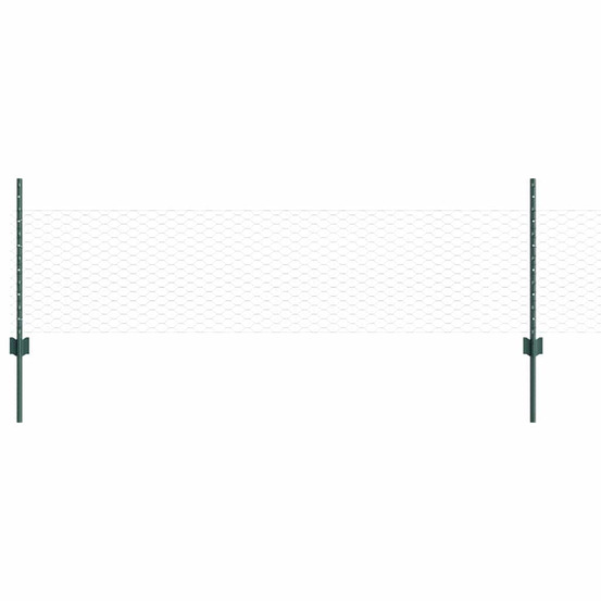 Clôture avec poteau vert 0,5 x 50 m acier et pvc