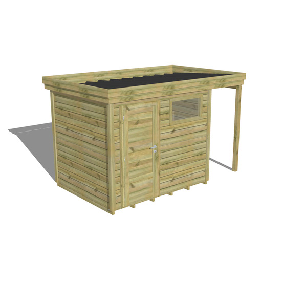 Abri de jardin bois pin traité autoclave 27mm - 3,64x2,14m / 8m2 - bac acier - plancher bois