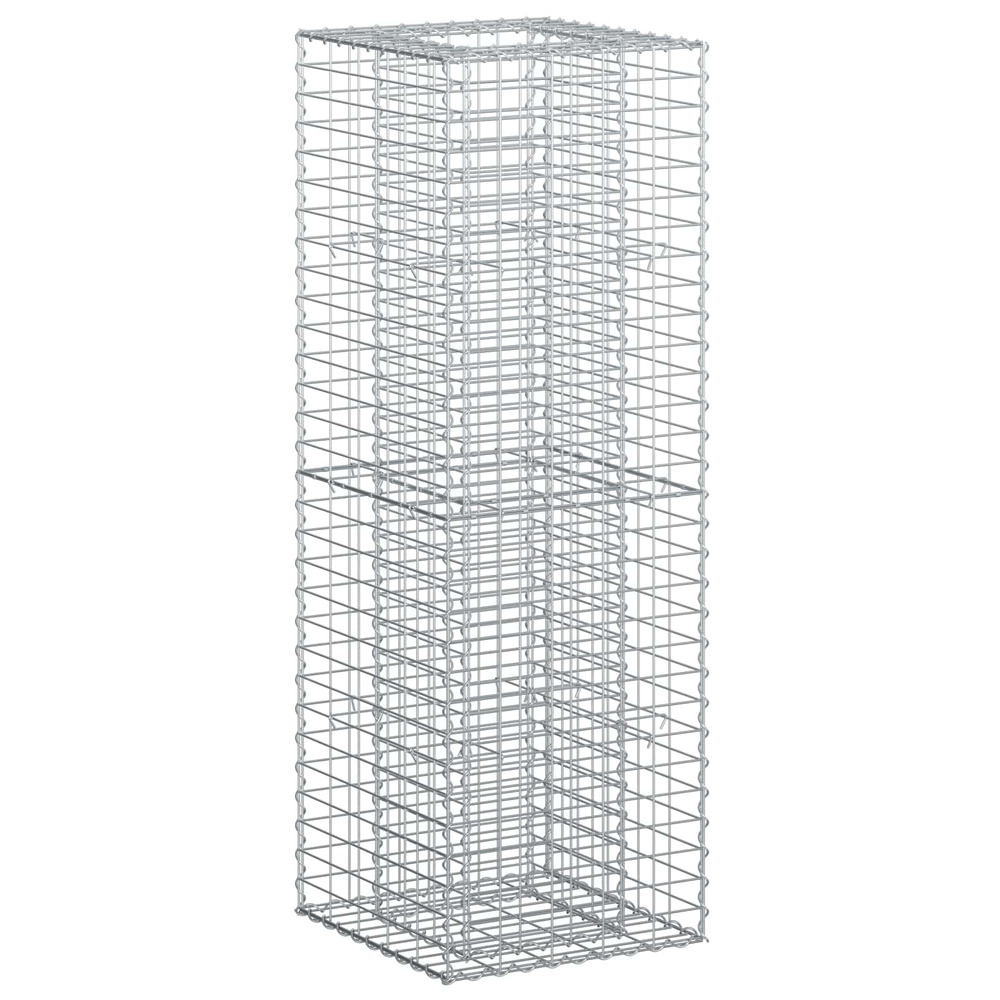 Lit surélevé gabion argenté 50 x 50 x 150 cm acier galvanisé