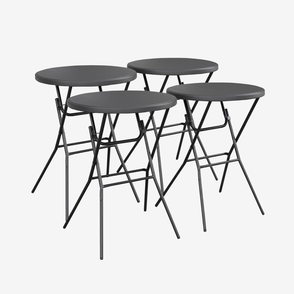 Lot de 4 tables de réception, tables mange debout pliantes acier