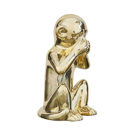 Statue en dolomite singe 17 x 15 x 28 cm or