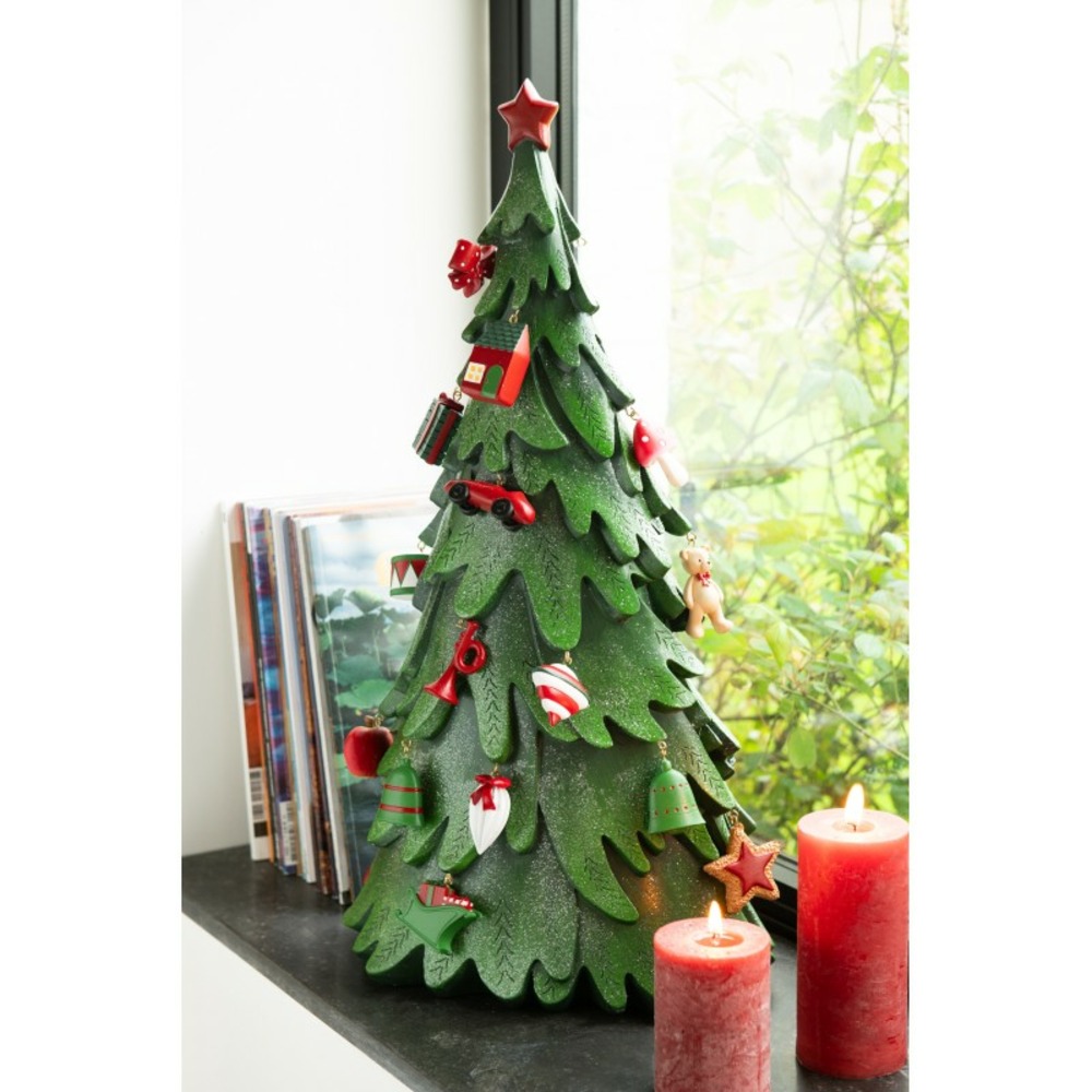 Arbre de noël en polyrésine multicouleur 33.5x21x63 cm h63