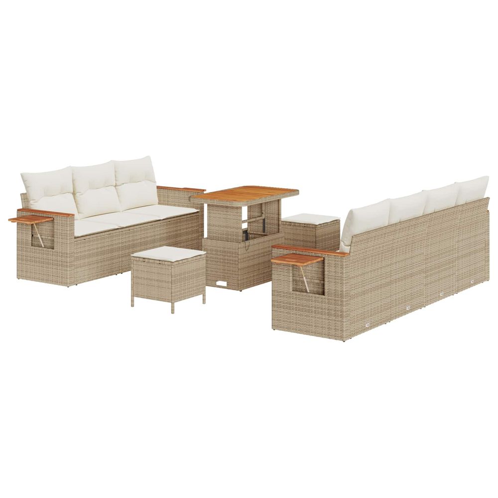 Ensemble de canapé de jardin 10 pc beige polyrotin
