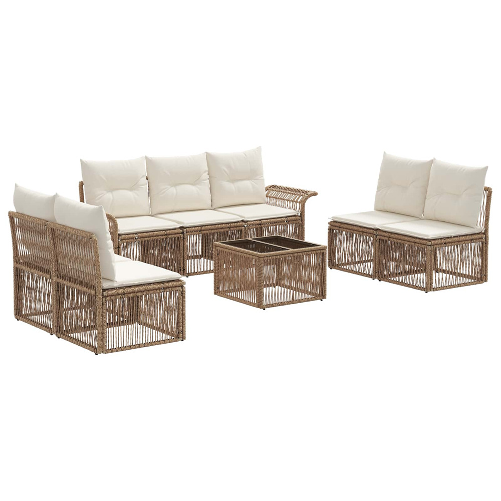 Ensemble de canapé de jardin 8 pcs beige polyrotin