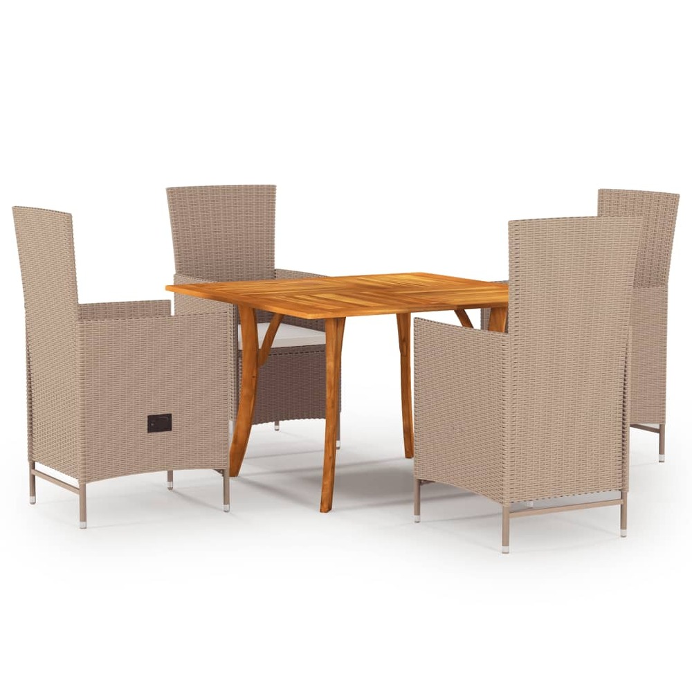 Ensemble de salle à manger de jardin 5 pcs beige
