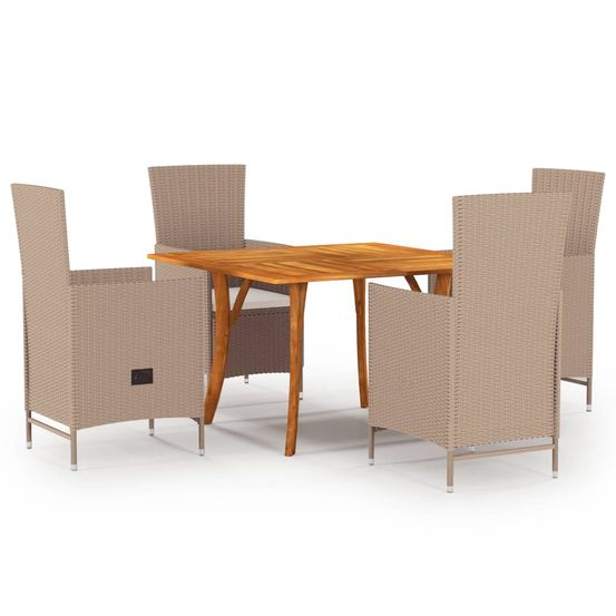 Ensemble de salle à manger de jardin 5 pcs beige