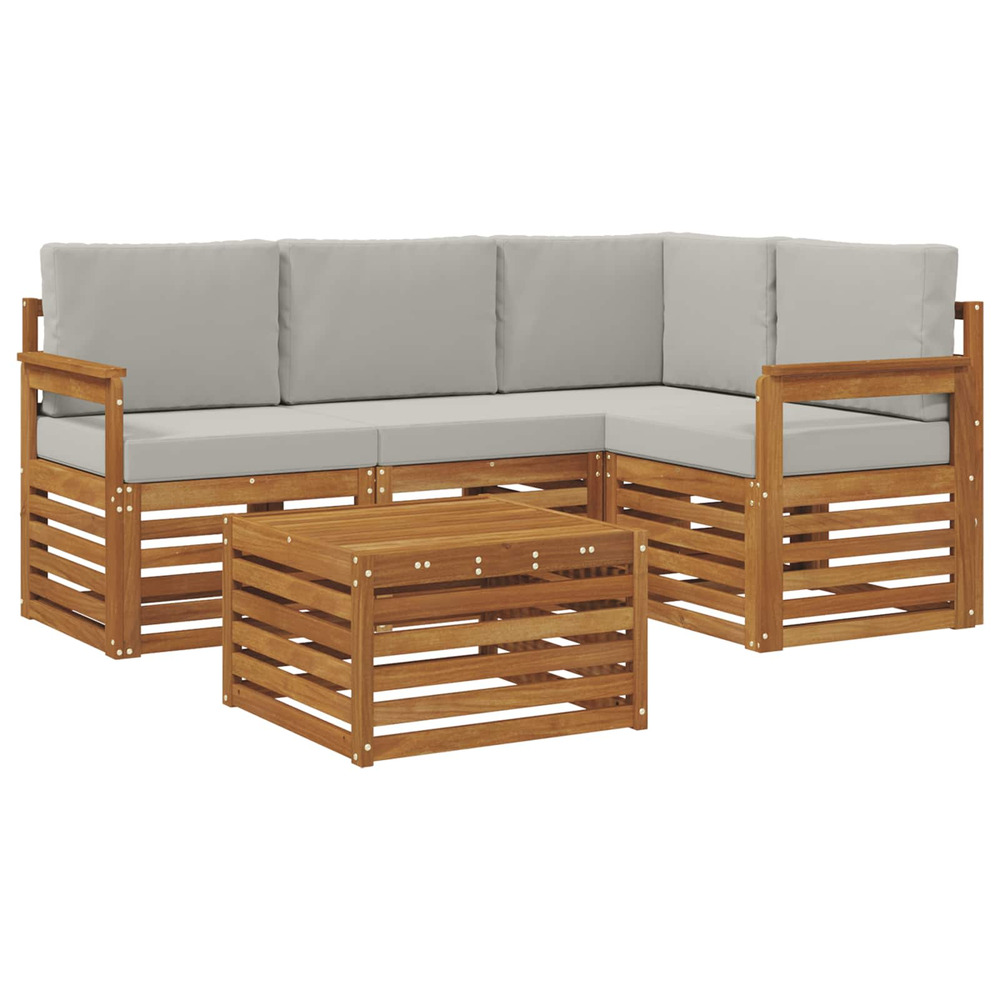 Ensemble de canapés d'extérieur 5 pcs gris naturel et clair