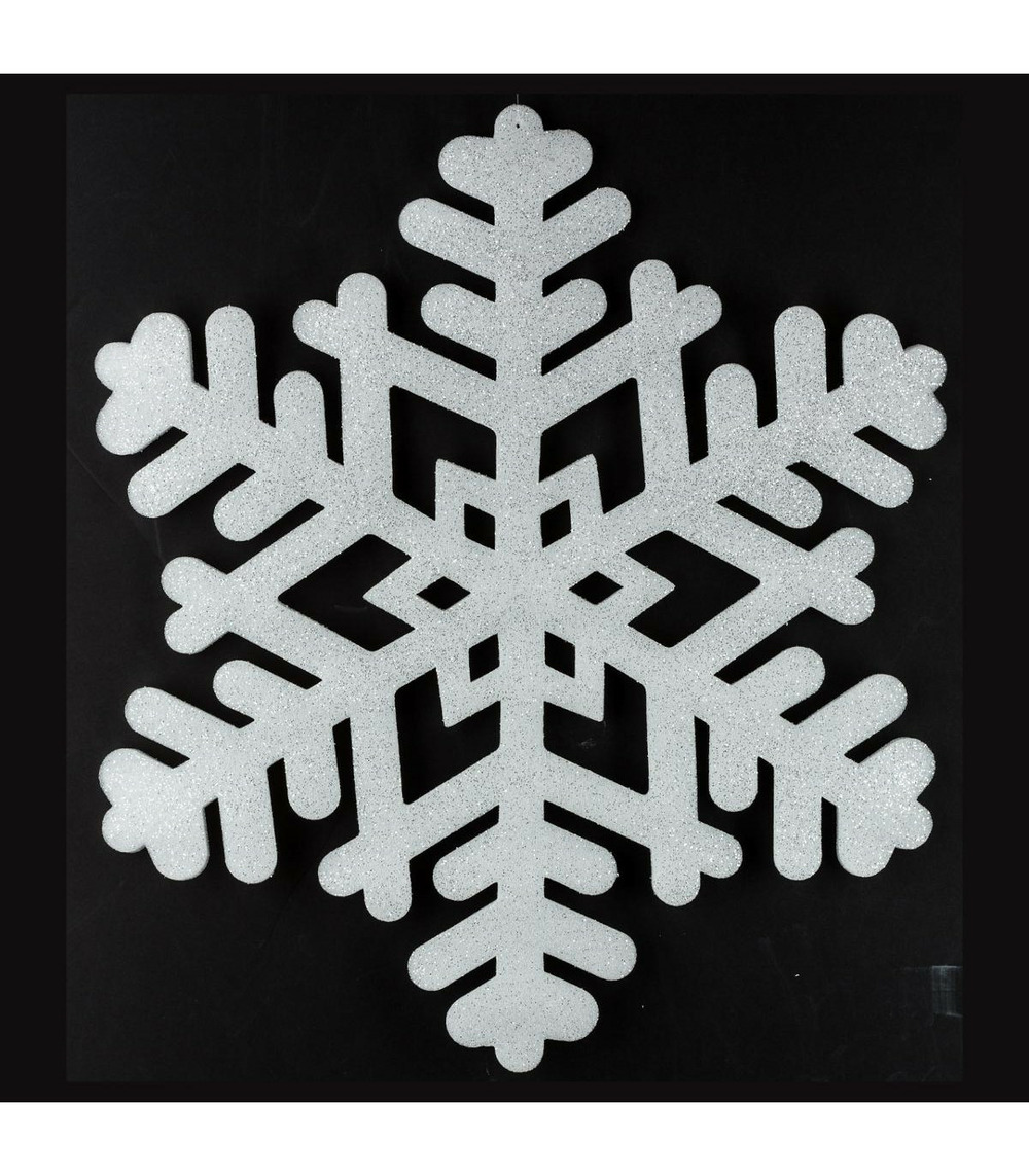 Suspension de noël grand flocon blanc pailleté d 60 cm