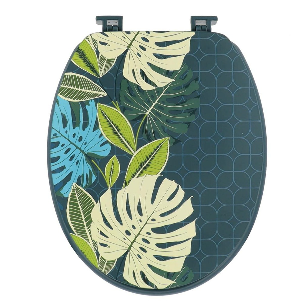 Abattant wc mdf 18 pouces couvercle design imprime et attaches plastique - vent d exotisme