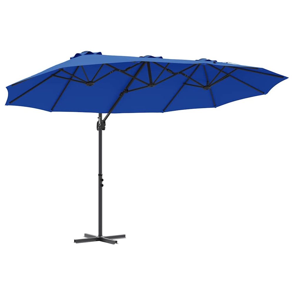 Parasol 372 x 198 x 243 cm polyester et aluminium azur