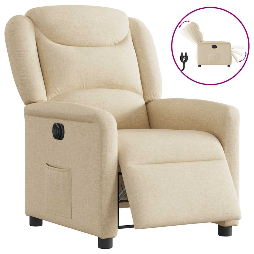 Fauteuil inclinable électrique crème tissu