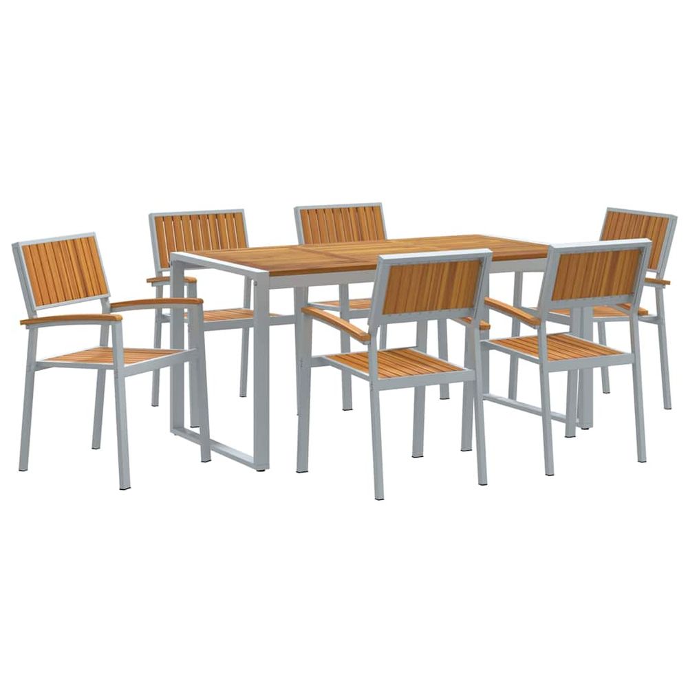 Ensemble de salle à manger pour jardin 7 pc gris