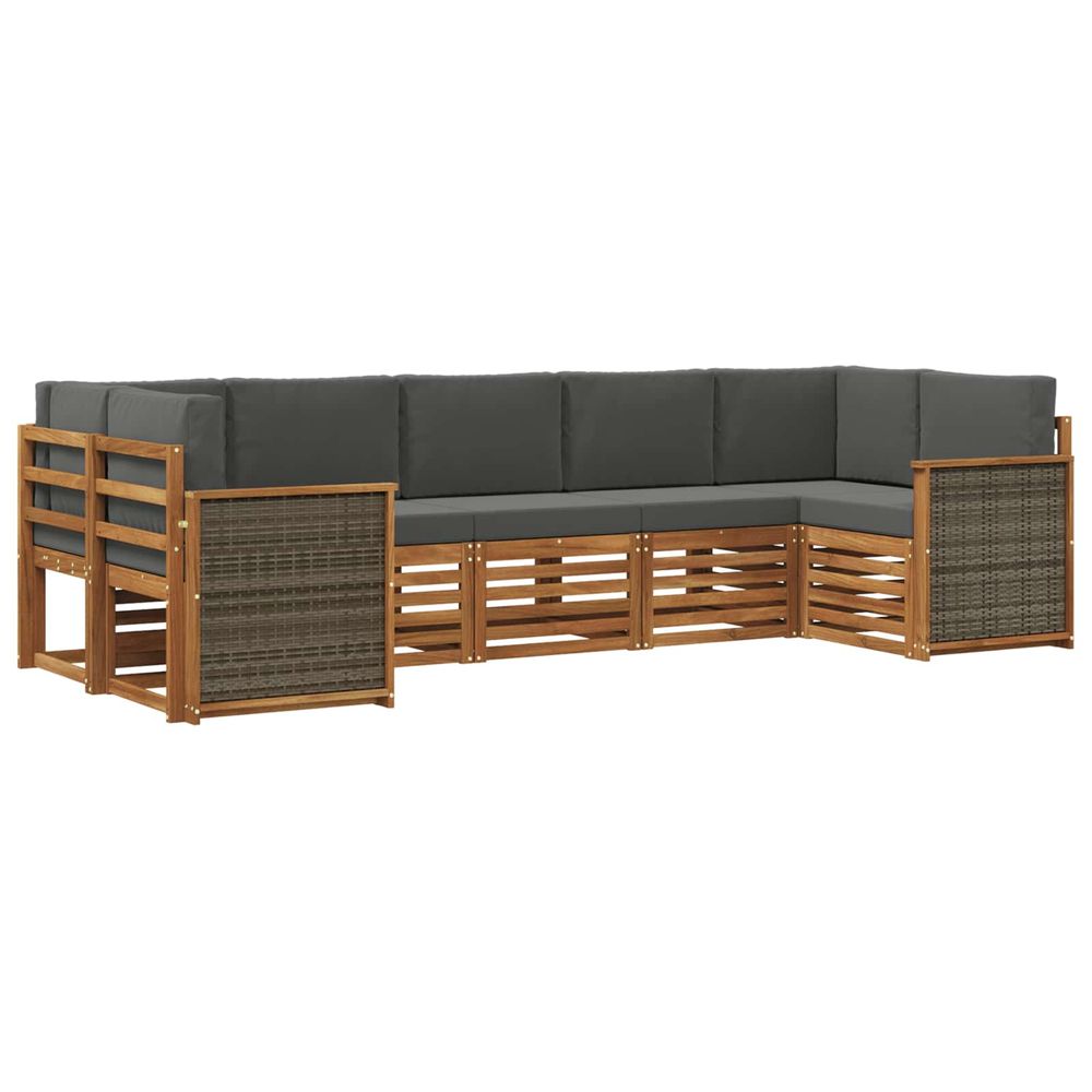 Ensemble de canapés d'extérieur 6 pc naturel et anthracite