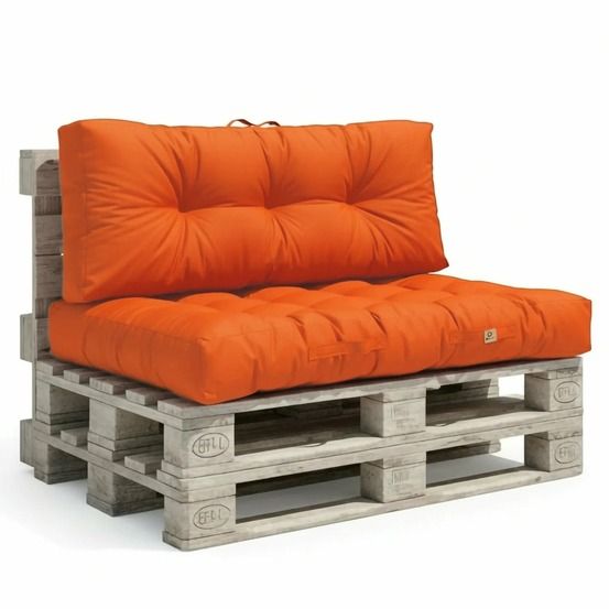 Coussins matelas pour palette 120x80x15 en polyester orange