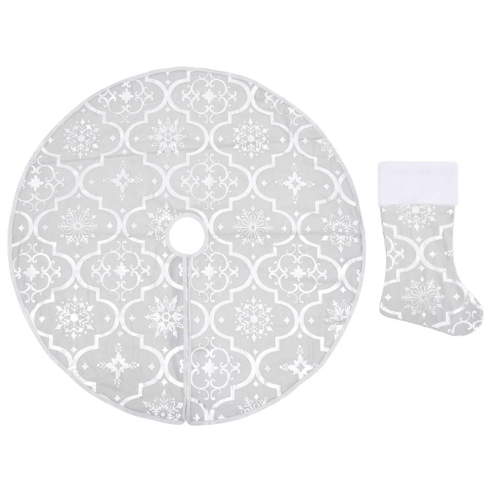 Jupe de sapin de noël de luxe avec chaussette blanc 122cm tissu
