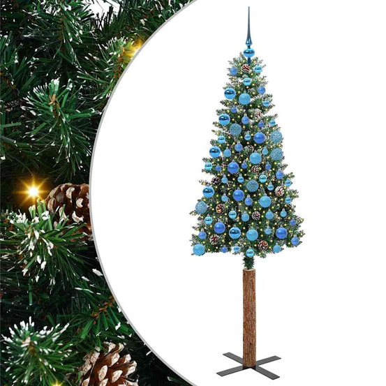 Sapin de noël mince vert 180 cm pvc et bois de pin massif