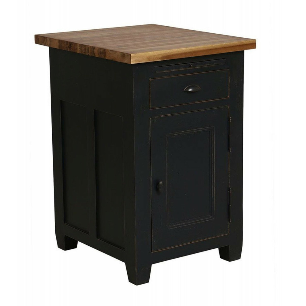 Buffet bas 1 porte 1 tiroir bois noir - brocante interior's