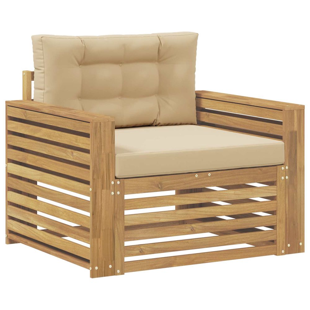 Canapé d’extérieur polyester blanc et beige