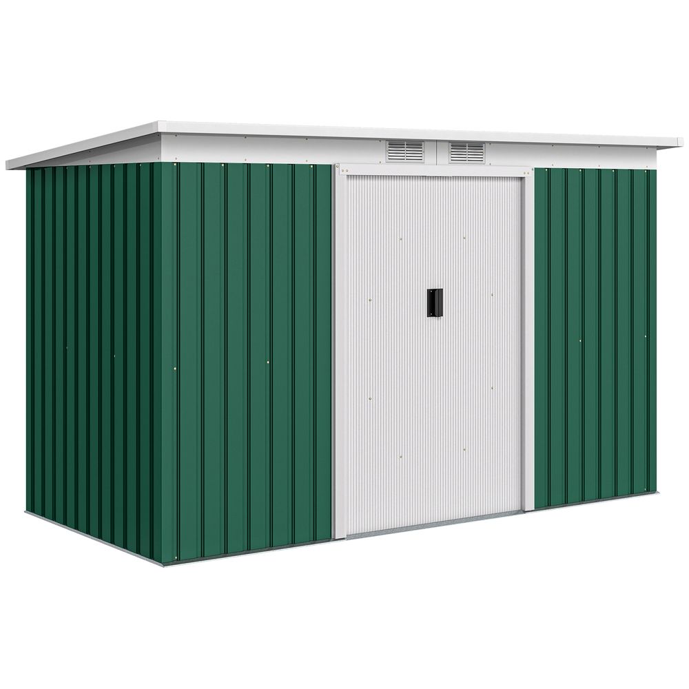 Abri outils de jardin acier galvanisé extérieur portes coulissantes 280x130x172cm vert - comfortxl outdoor living