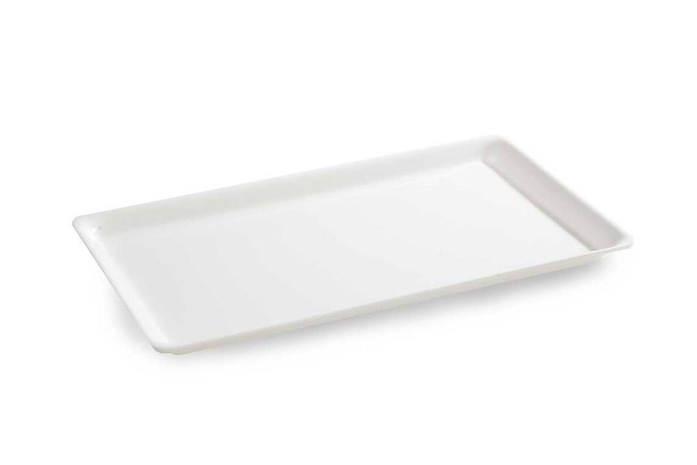 Plat en plexiglas rectangulaire avec coins arrondis blanc 400x250x17mm - matériel chr pro