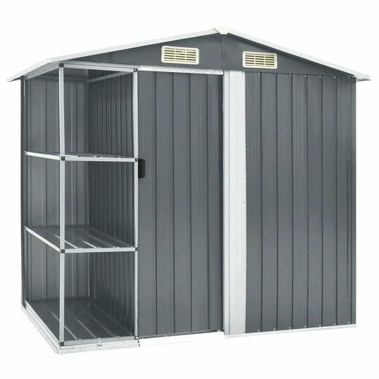 Abri de jardin cabane cabanon maison de stockage remise extérieur hangar outils robuste avec étagère 205 x 130 x 183 cm fer g