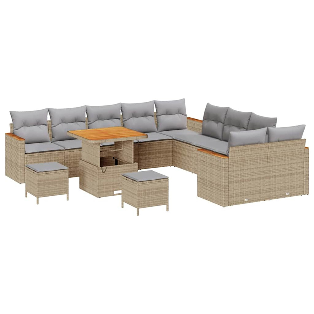 Ensemble de canapé de jardin 13 pcs beige poly rotin
