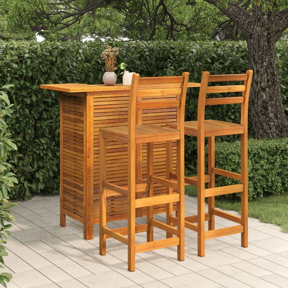 Ensemble de bar de jardin 3 pcs bois d'acacia solide