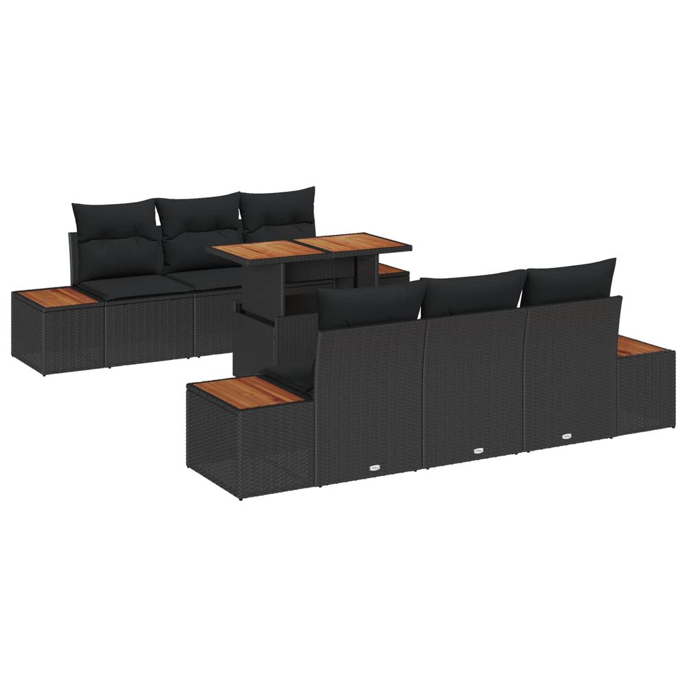 Ensemble de canapé de jardin 7 pc noir poly rotin
