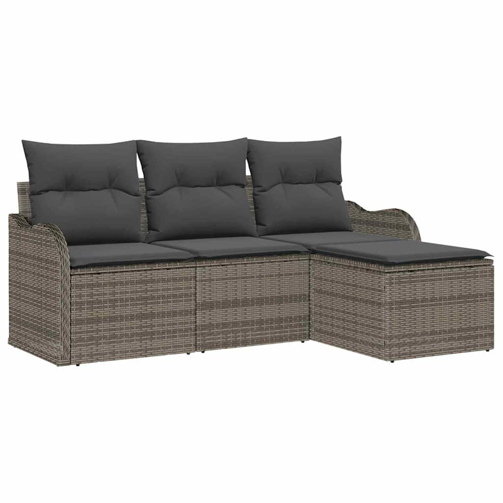 Ensemble de canapé de jardin avec stockage 4 pcs gris polyrotin