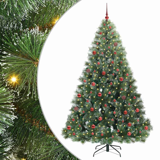 Sapin de noël artificiel avec 300 led vert 210 cm pe et pvc