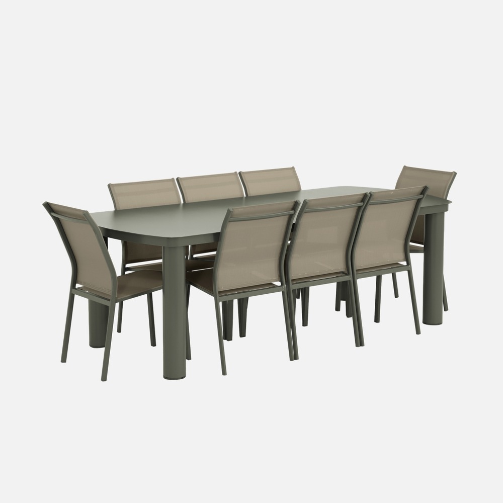 Table de jardin aluminium + 8 assises - zaro / buffalo