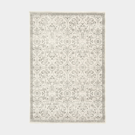 Tapis à motif floral oriental - arabesque - écru - 120 x 170 cm