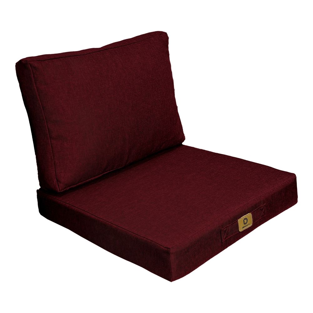 Coussins pour fauteuil effet lin déhoussable 60x60cm prune