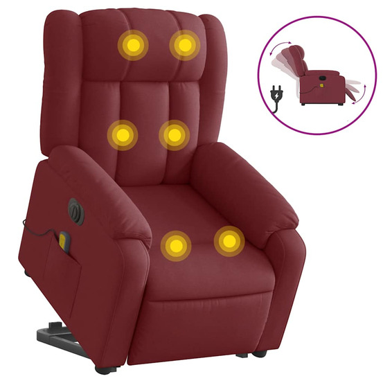 Fauteuil inclinable de massage électrique rouge bordeaux tissu