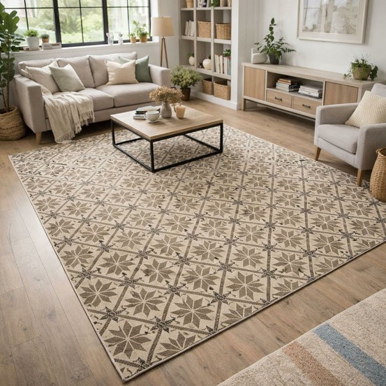 Tapis chambre 60x110 tissé ivoire rectangle lyn49 carode