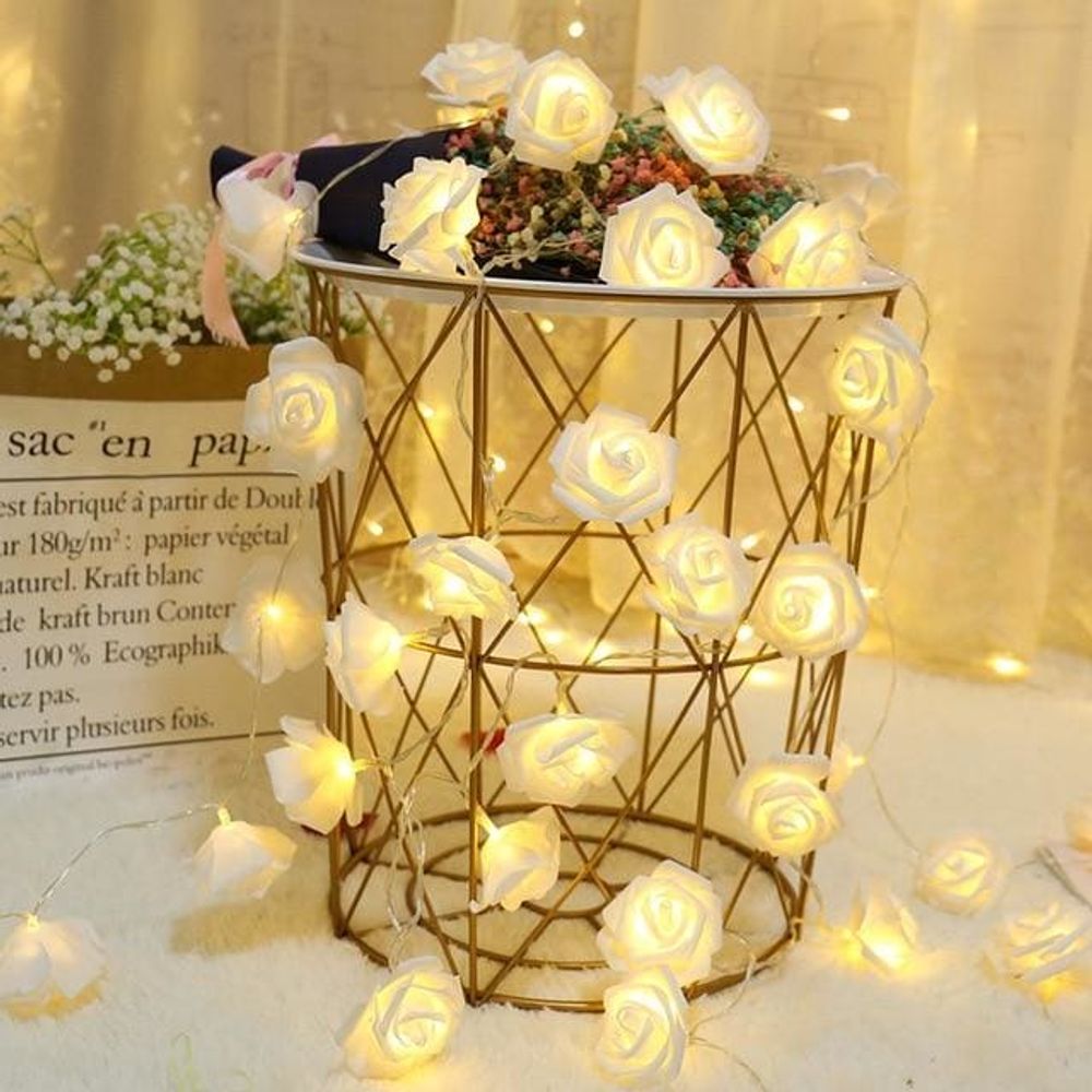 Guirlande lumineuse - roses blanches - 1m50