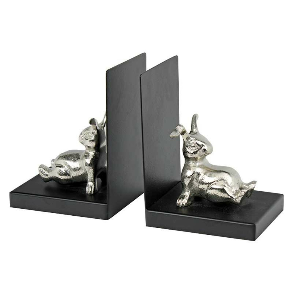 Serre-livres lapin noir argenté 28x12x19cm